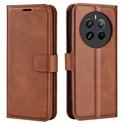 For Realme 12+ 5G Leather Case Calf Texture Phone Wallet Cover