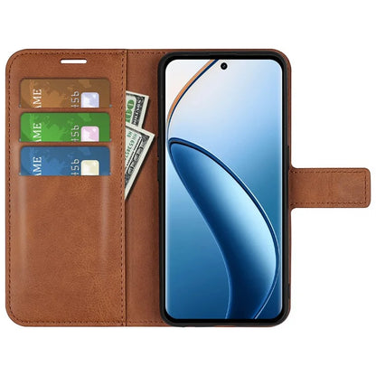 For Realme 12+ 5G Leather Case Calf Texture Phone Wallet Cover