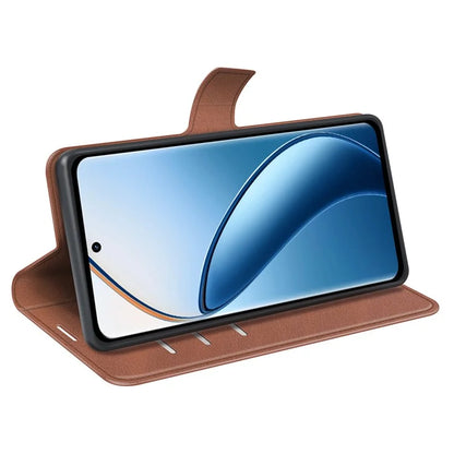 For Realme 12+ 5G Leather Case Calf Texture Phone Wallet Cover