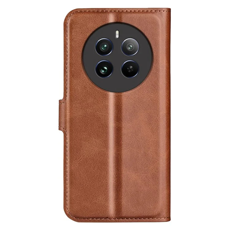 For Realme 12+ 5G Leather Case Calf Texture Phone Wallet Cover