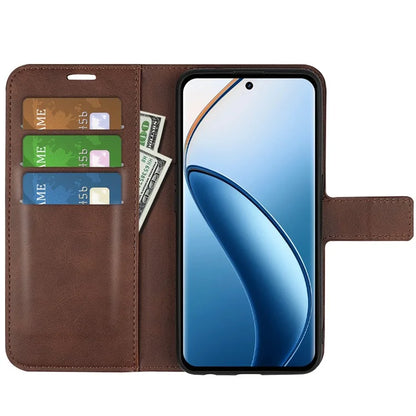 For Realme 12+ 5G Leather Case Calf Texture Phone Wallet Cover