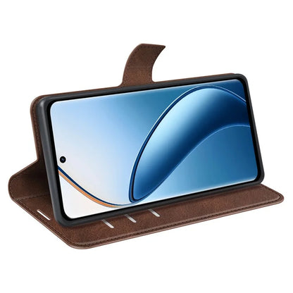 For Realme 12+ 5G Leather Case Calf Texture Phone Wallet Cover