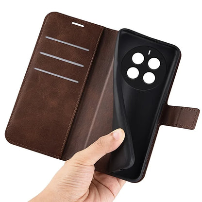 For Realme 12+ 5G Leather Case Calf Texture Phone Wallet Cover