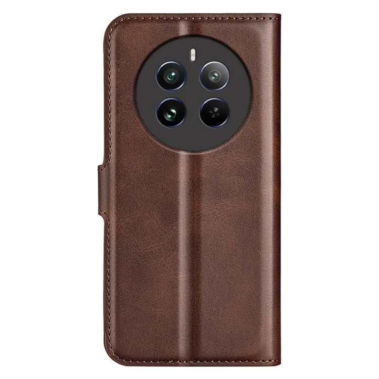 For Realme 12+ 5G Leather Case Calf Texture Phone Wallet Cover