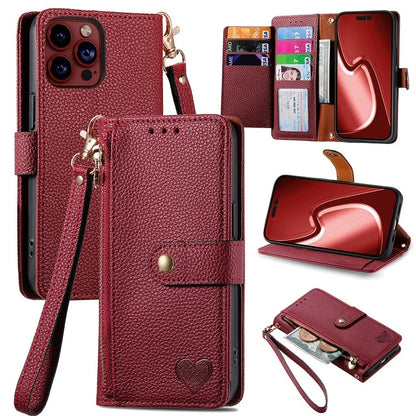 For iPhone 15 Pro Max Leather Case RFID Blocking Zipper Wallet Phone Cover