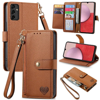 For Samsung Galaxy A14 5G / 4G Case RFID Blocking Leather Stand Cover with Zipper Wallet