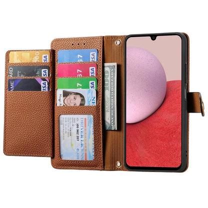 For Samsung Galaxy A14 5G / 4G Case RFID Blocking Leather Stand Cover with Zipper Wallet