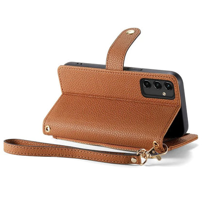 For Samsung Galaxy A14 5G / 4G Case RFID Blocking Leather Stand Cover with Zipper Wallet