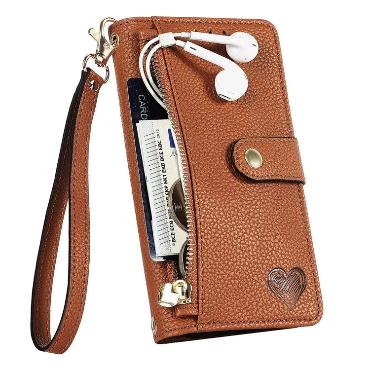 For Samsung Galaxy A14 5G / 4G Case RFID Blocking Leather Stand Cover with Zipper Wallet