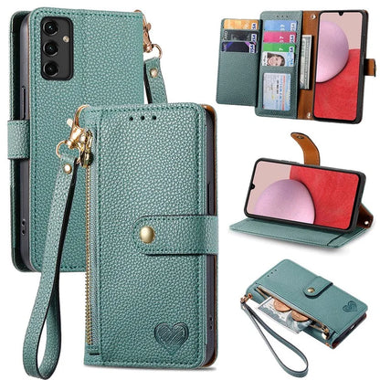 For Samsung Galaxy A14 5G / 4G Case RFID Blocking Leather Stand Cover with Zipper Wallet