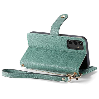 For Samsung Galaxy A14 5G / 4G Case RFID Blocking Leather Stand Cover with Zipper Wallet