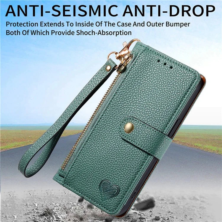 For Samsung Galaxy A14 5G / 4G Case RFID Blocking Leather Stand Cover with Zipper Wallet