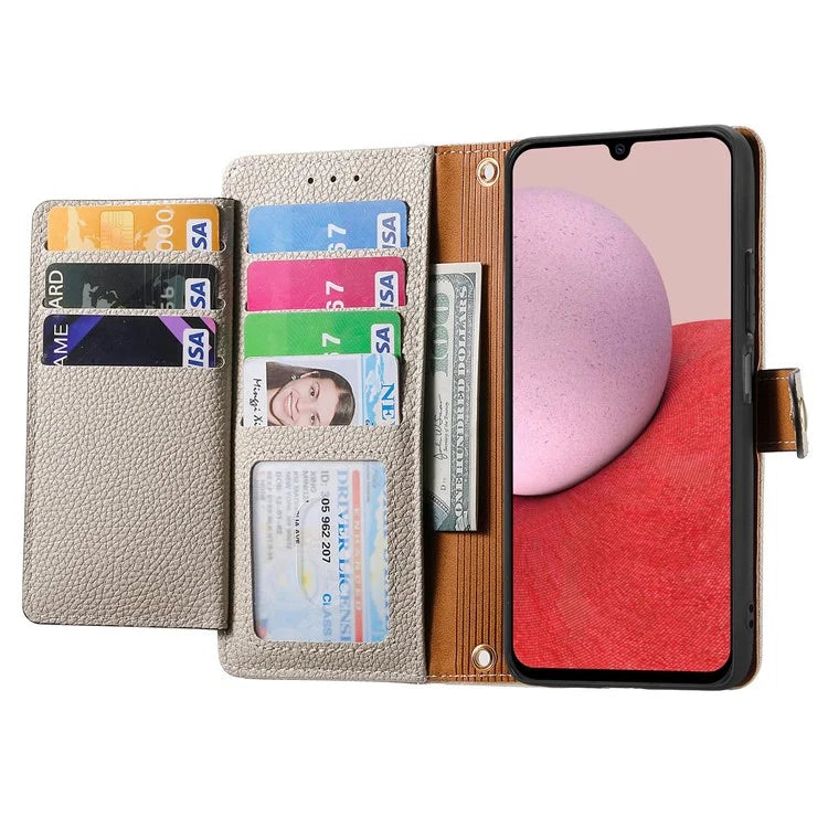 For Samsung Galaxy A14 5G / 4G Case RFID Blocking Leather Stand Cover with Zipper Wallet