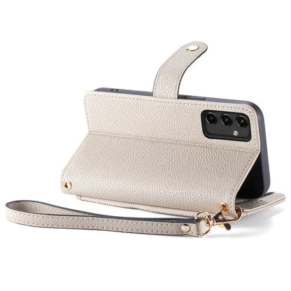 For Samsung Galaxy A14 5G / 4G Case RFID Blocking Leather Stand Cover with Zipper Wallet