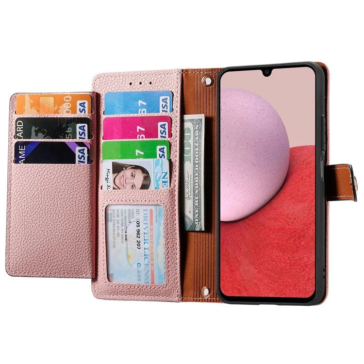 For Samsung Galaxy A14 5G / 4G Case RFID Blocking Leather Stand Cover with Zipper Wallet