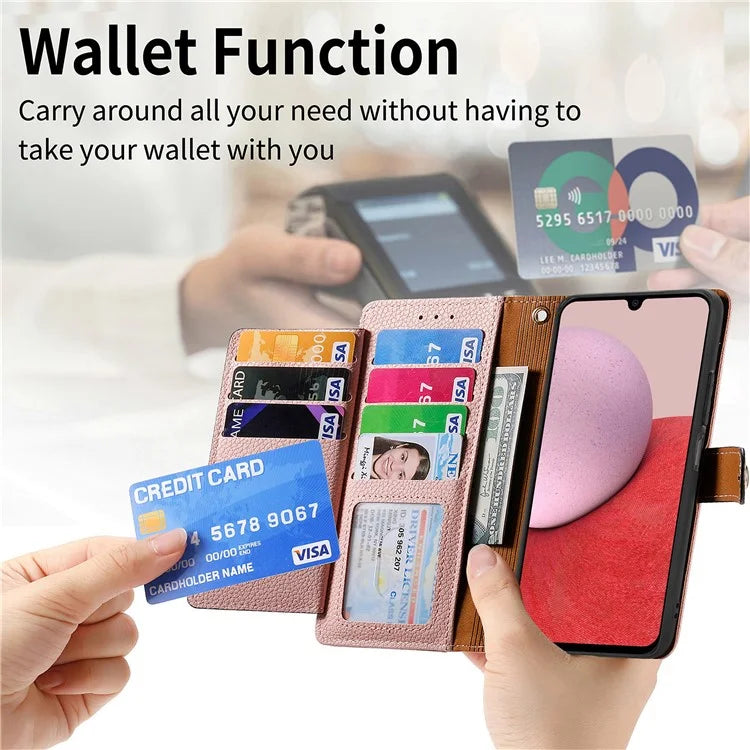For Samsung Galaxy A14 5G / 4G Case RFID Blocking Leather Stand Cover with Zipper Wallet