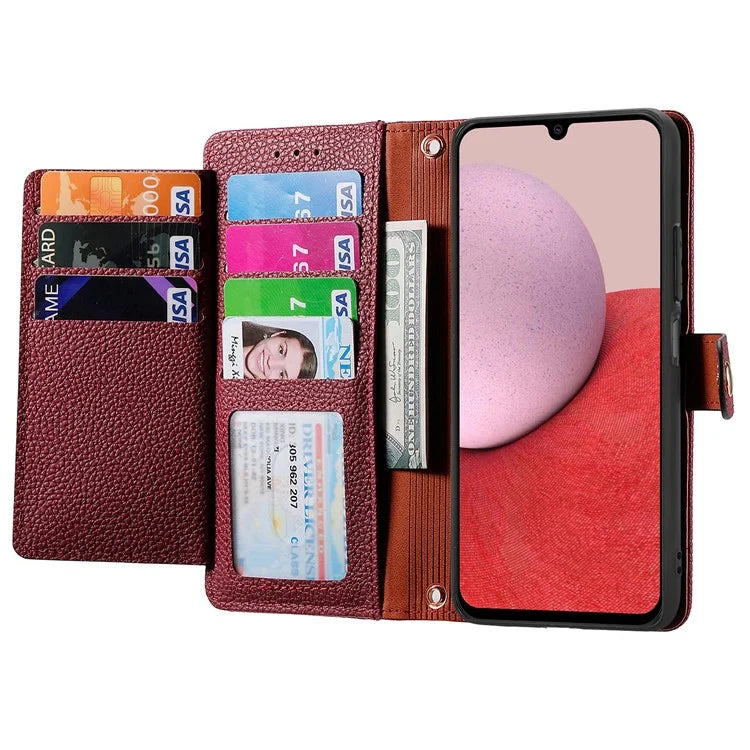 For Samsung Galaxy A14 5G / 4G Case RFID Blocking Leather Stand Cover with Zipper Wallet