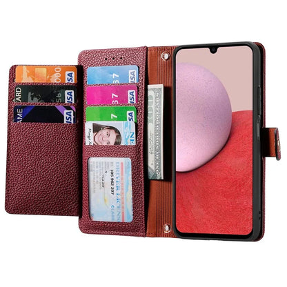 For Samsung Galaxy A14 5G / 4G Case RFID Blocking Leather Stand Cover with Zipper Wallet