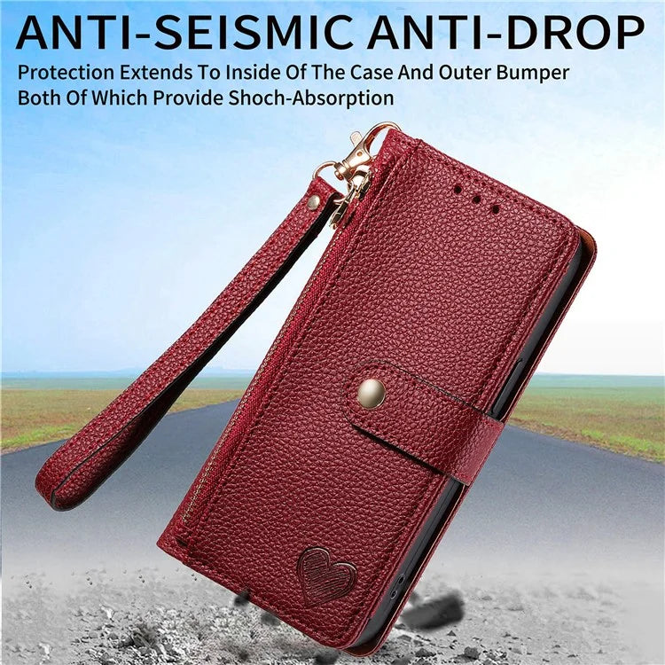 For Samsung Galaxy A14 5G / 4G Case RFID Blocking Leather Stand Cover with Zipper Wallet
