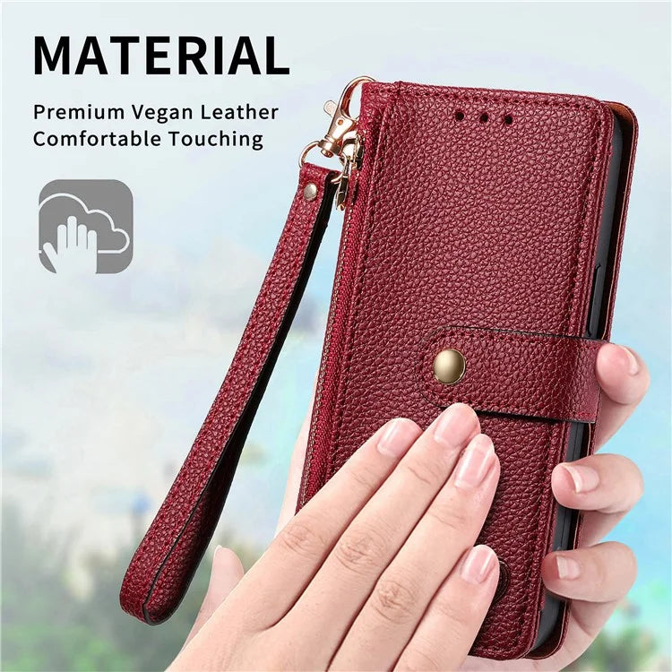 For Samsung Galaxy A14 5G / 4G Case RFID Blocking Leather Stand Cover with Zipper Wallet