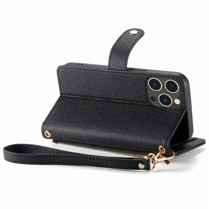 For iPhone 14 Pro Max Case Zipper Wallet Phone Leather Cover Heart Shape Imprinted