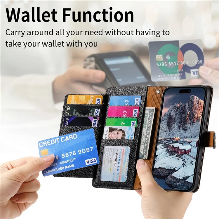 For iPhone 14 Plus Case RFID Blocking Wallet PU Leather Stand Flip Phone Cover