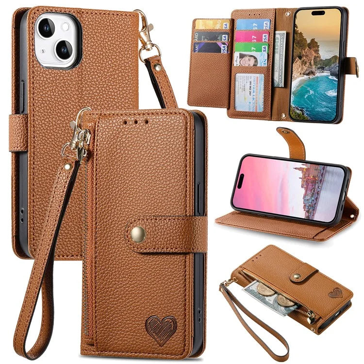 For iPhone 14 Plus Case RFID Blocking Wallet PU Leather Stand Flip Phone Cover