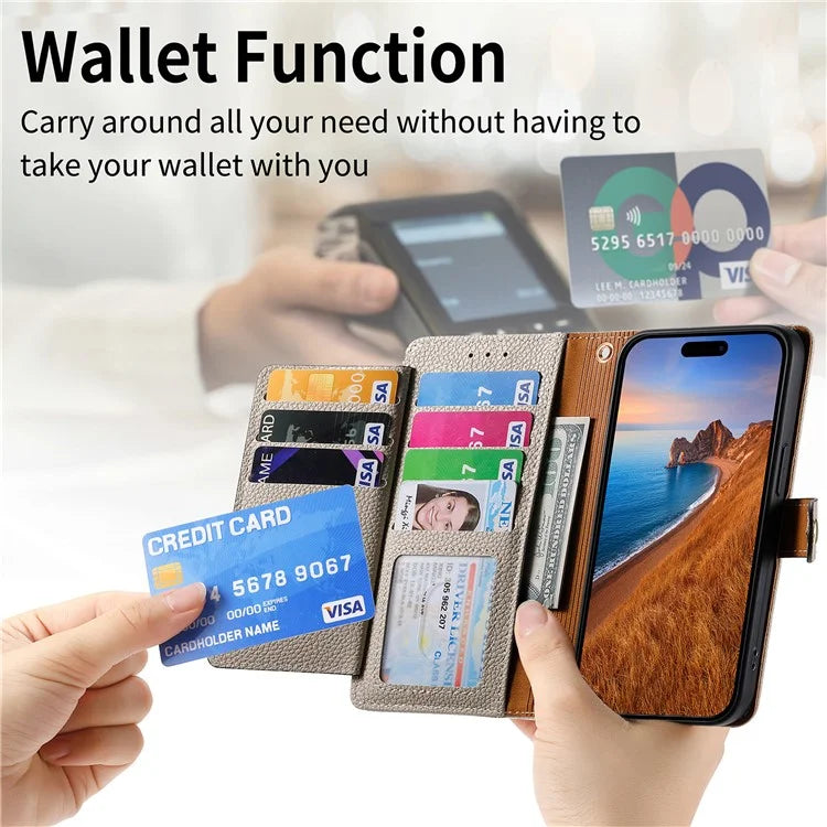 For iPhone 14 Plus Case RFID Blocking Wallet PU Leather Stand Flip Phone Cover