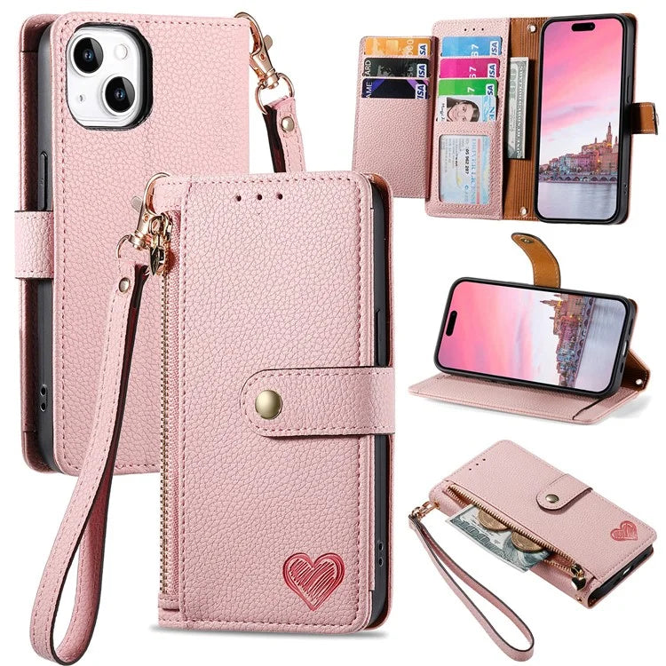 For iPhone 14 Plus Case RFID Blocking Wallet PU Leather Stand Flip Phone Cover