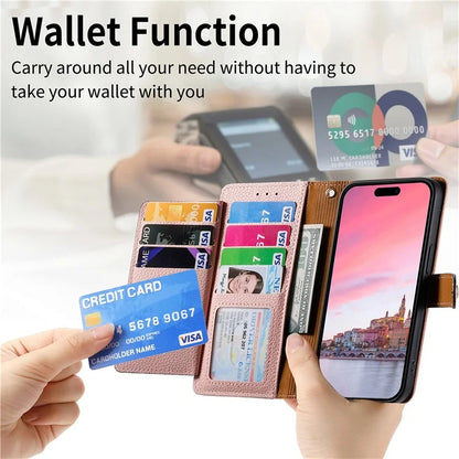 For iPhone 14 Plus Case RFID Blocking Wallet PU Leather Stand Flip Phone Cover