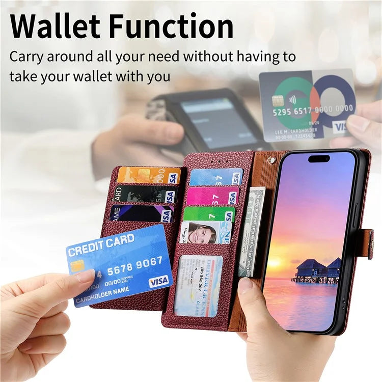 For iPhone 14 Plus Case RFID Blocking Wallet PU Leather Stand Flip Phone Cover