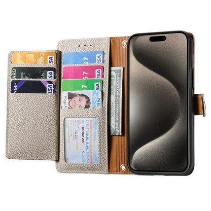 For iPhone 15 Pro Wallet Case RFID Blocking Zipper Pocket Phone Leather Cover
