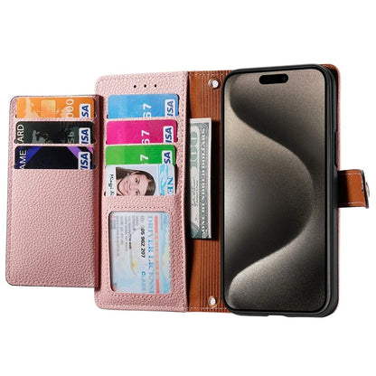 For iPhone 15 Pro Wallet Case RFID Blocking Zipper Pocket Phone Leather Cover
