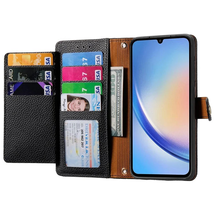 For Samsung Galaxy A34 5G Case with Strap PU Leather Phone Cover RFID Blocking Wallet