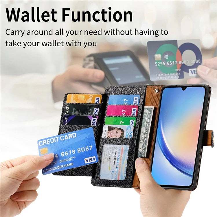 For Samsung Galaxy A34 5G Case with Strap PU Leather Phone Cover RFID Blocking Wallet