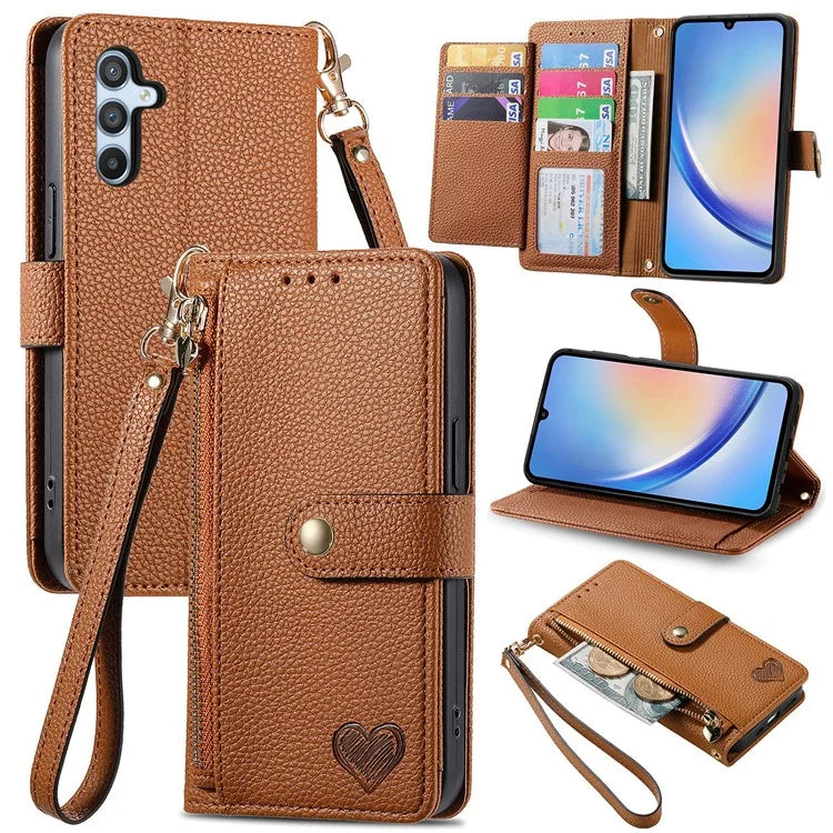 For Samsung Galaxy A34 5G Case with Strap PU Leather Phone Cover RFID Blocking Wallet