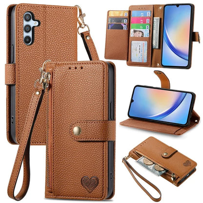 For Samsung Galaxy A34 5G Case with Strap PU Leather Phone Cover RFID Blocking Wallet