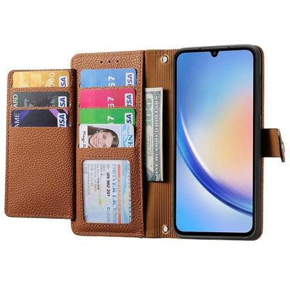 For Samsung Galaxy A34 5G Case with Strap PU Leather Phone Cover RFID Blocking Wallet