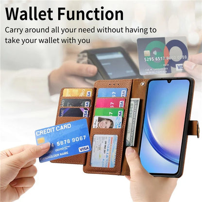 For Samsung Galaxy A34 5G Case with Strap PU Leather Phone Cover RFID Blocking Wallet