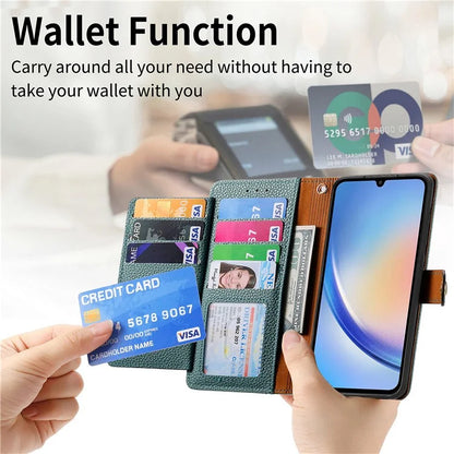 For Samsung Galaxy A34 5G Case with Strap PU Leather Phone Cover RFID Blocking Wallet
