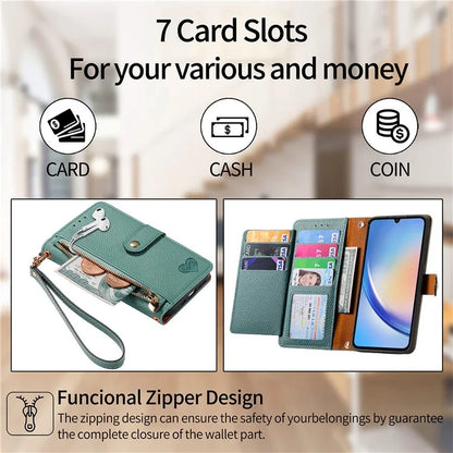 For Samsung Galaxy A34 5G Case with Strap PU Leather Phone Cover RFID Blocking Wallet