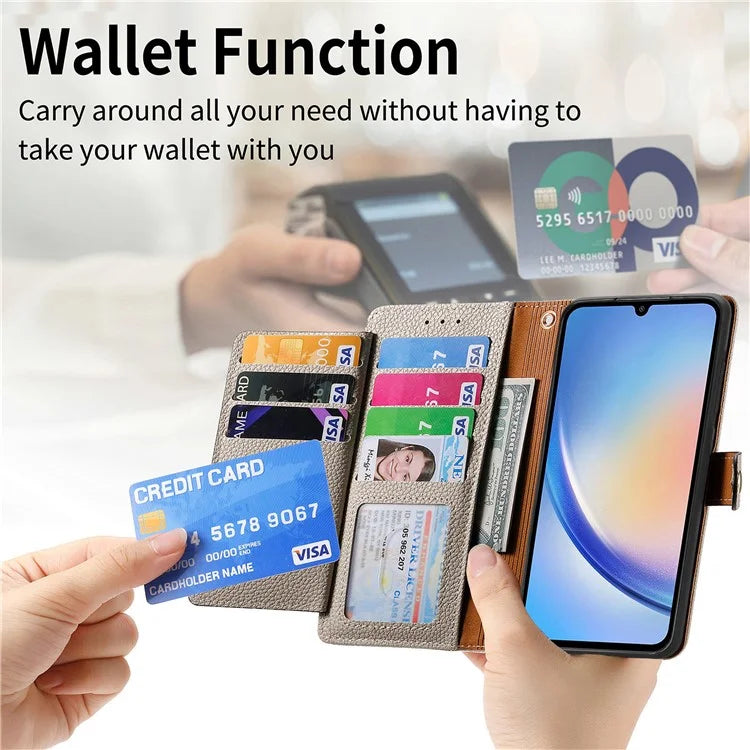 For Samsung Galaxy A34 5G Case with Strap PU Leather Phone Cover RFID Blocking Wallet