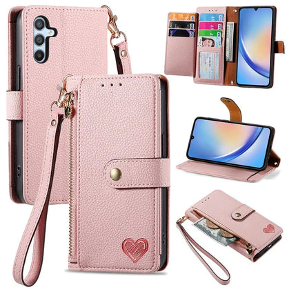 For Samsung Galaxy A34 5G Case with Strap PU Leather Phone Cover RFID Blocking Wallet