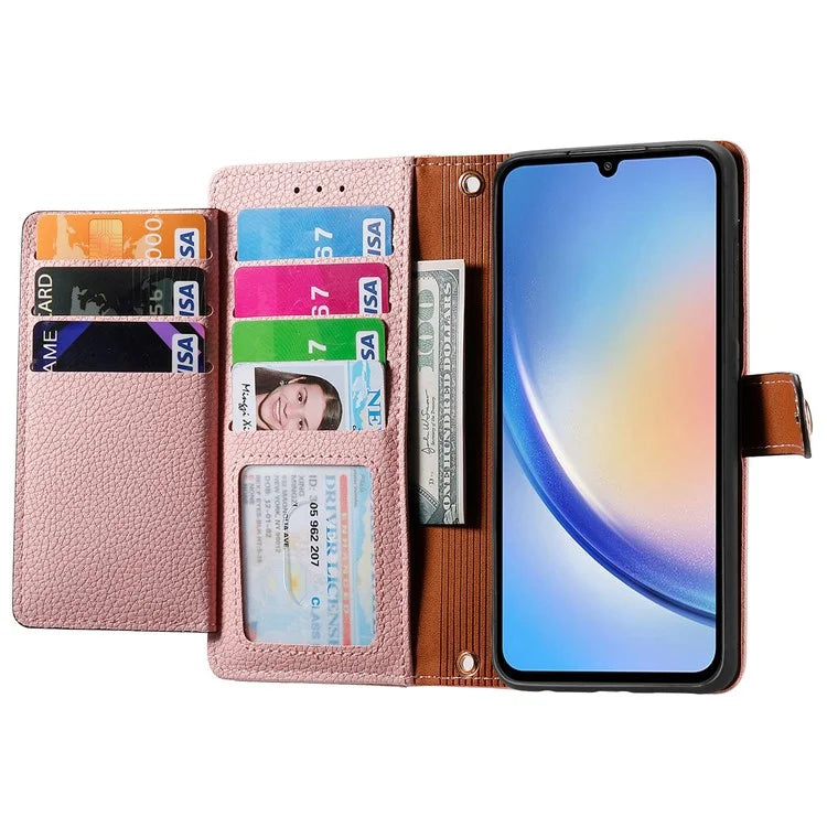For Samsung Galaxy A34 5G Case with Strap PU Leather Phone Cover RFID Blocking Wallet