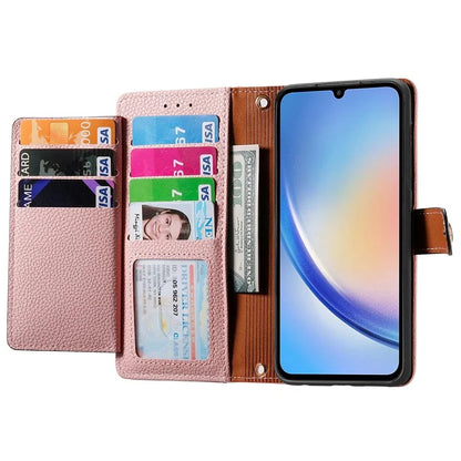 For Samsung Galaxy A34 5G Case with Strap PU Leather Phone Cover RFID Blocking Wallet