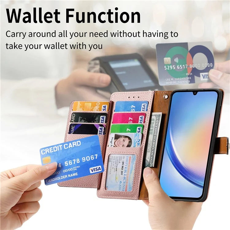 For Samsung Galaxy A34 5G Case with Strap PU Leather Phone Cover RFID Blocking Wallet