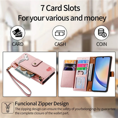 For Samsung Galaxy A34 5G Case with Strap PU Leather Phone Cover RFID Blocking Wallet
