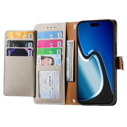 For iPhone 15 Plus Zipper Phone Case RFID Blocking Wallet Leather Cover with Strap