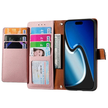 For iPhone 15 Plus Zipper Phone Case RFID Blocking Wallet Leather Cover with Strap