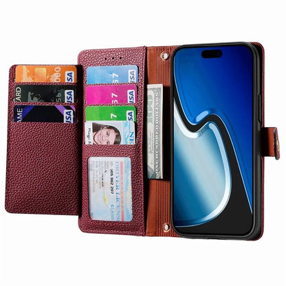For iPhone 15 Plus Zipper Phone Case RFID Blocking Wallet Leather Cover with Strap